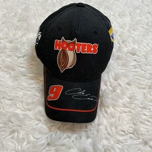 NASCAR Hooters #9 Driver Signed Baseball Cap Black Adjustable Hat